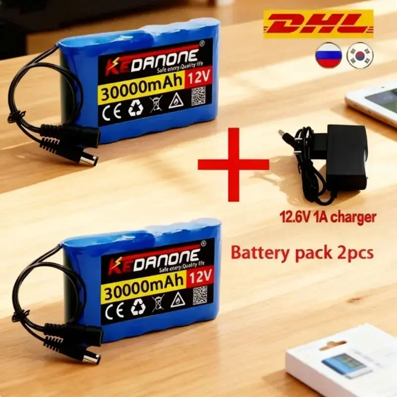 Batteria ricaricabile agli ioni di litio da 30000mAh 12V 3S2P, ideale per tifosi di mascotte, sistemi di videosorveglianza domestica e giocattoli telecomandati.