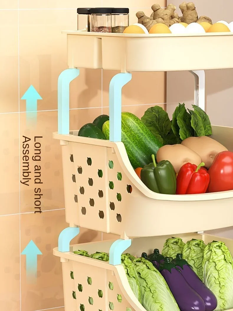 Kitchen Multi-storey Trolley Storage Rack Floor Movable Bathroom Toilet Storage Rack Bedroom Snack Storage Rack