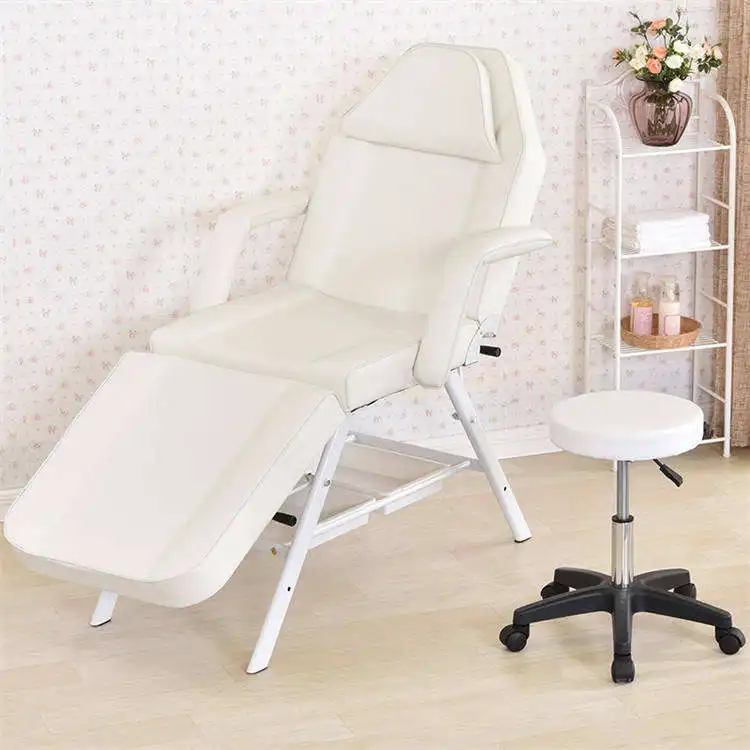 Electric Adjustable Facial Beauty Massage Bed With PU Leather Upholstery And Metal Base For Spa Salon Treatments