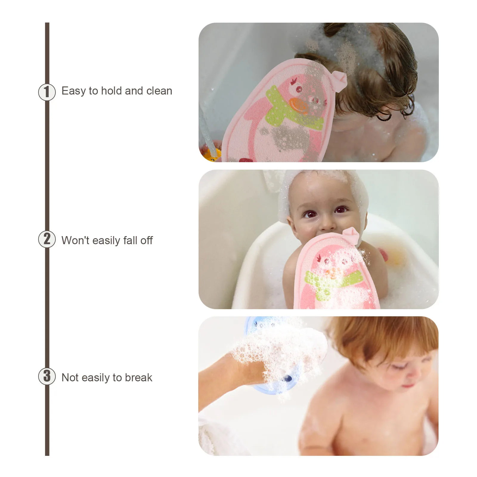 

3Pcs Cartoon Bath Sponges Soft Infant Shower Sponge for Newborn Skin Care Easy Grip Scrubber Baby Bath Sponges