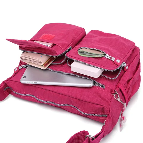 Imagen 2 del producto Bandolera de hombro de nailon A4 de alta calidad para hombre y mujer, bolso cruzado, impermeable, ligero, verde, negro, azul, morado y rojo M0938