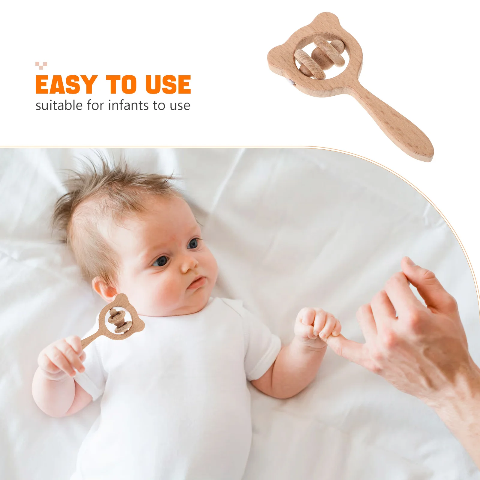 Cloche à main multifonctionnelle en bois pour bébé, anneau de dentition Montessori, hochet, hochets pour bébés