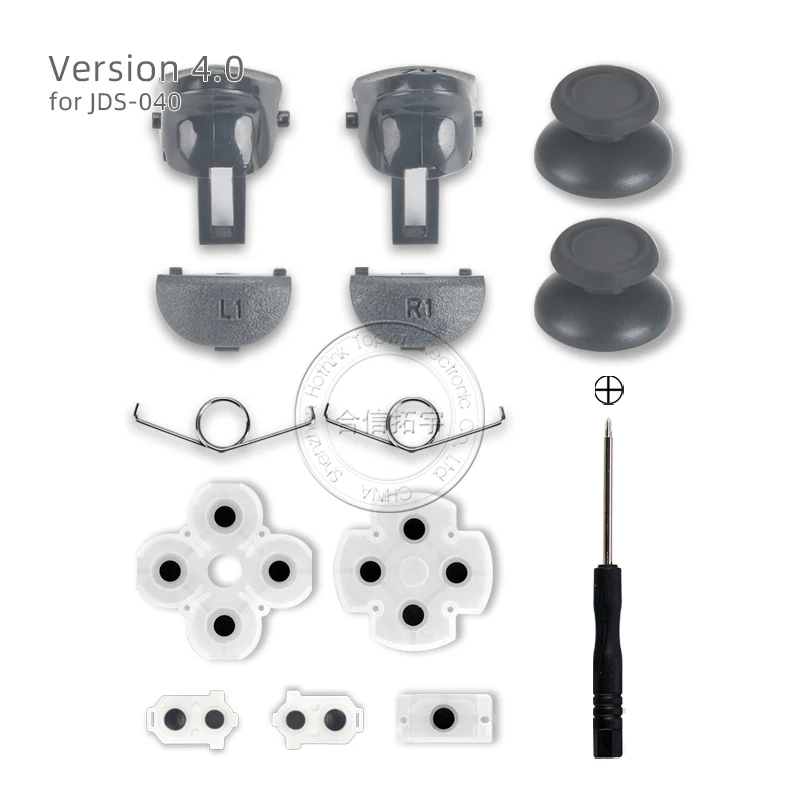 HOTHINK 1Set Version JDS-040 4.0 L1L2R1R2 Keys Trigger Rubber Buttons Springs Thumb Stick Cover Caps for PS4 Pro Controller