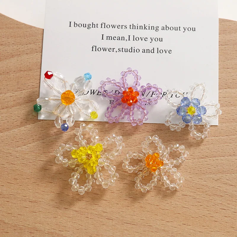 High Quality Pearl Crystal Shoe Buckle Charms Color Block Acrylic Flower for Summer Jelly Clogs Korean Design DIY Accessory