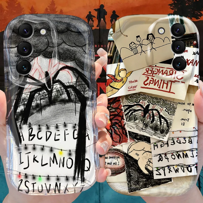 Strange Things Briefzettel-Design Hülle für Samsung Galaxy S26 S25 S24 Plus S23 Ultra S22 S21 S20 FE A73 A71 4G A57 A56 A55 5G Cover