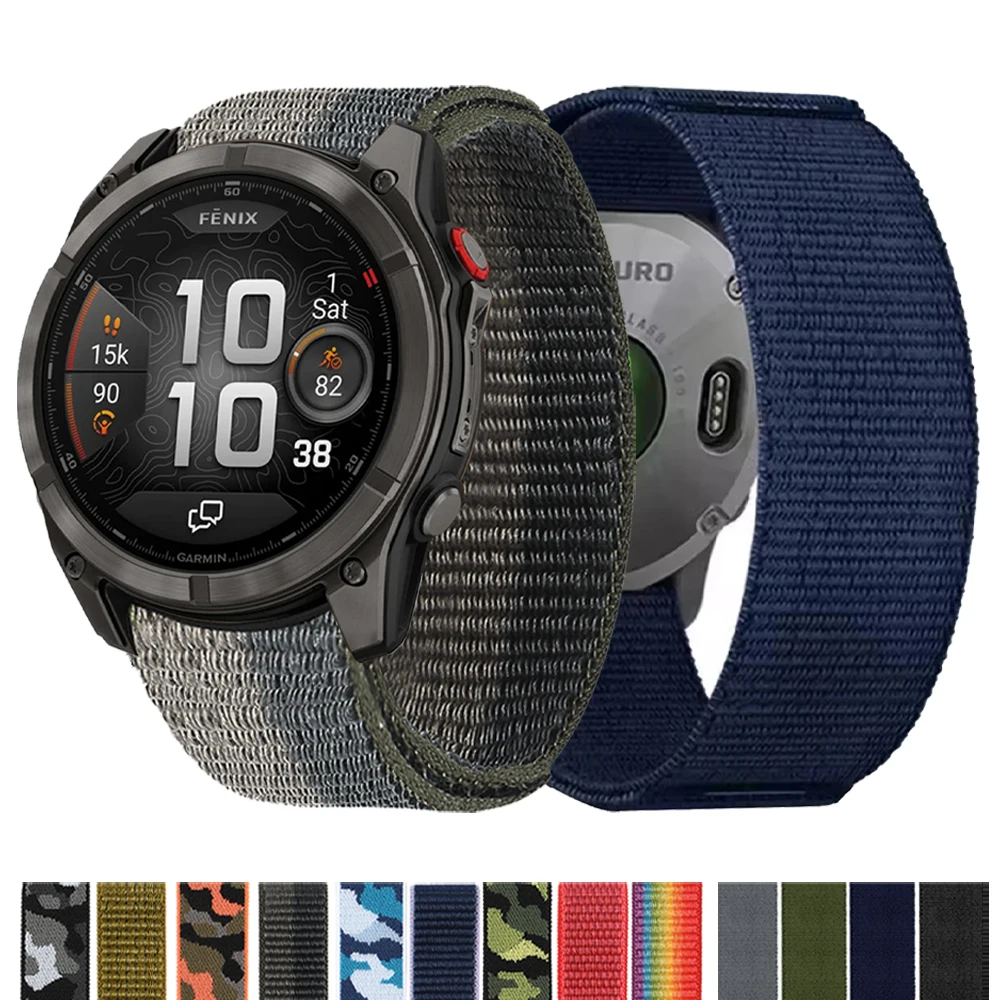 Nylon Hook Loop Strap 26 22mm For Garmin Fenix 8pro 7X 7 6X 6 5plus 3HR Watch Band Forerunner 970 965/Descent Mk3i/Epix Bracelet