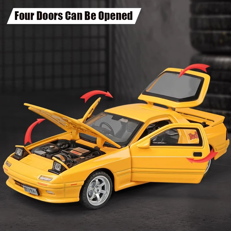 1:32 Simulation RED SUNS RX7 FC3S Metal Alloy Model Cars Diecasts Toy Vehicles Car Decoration Christmas Gift Kid Toys For Boy