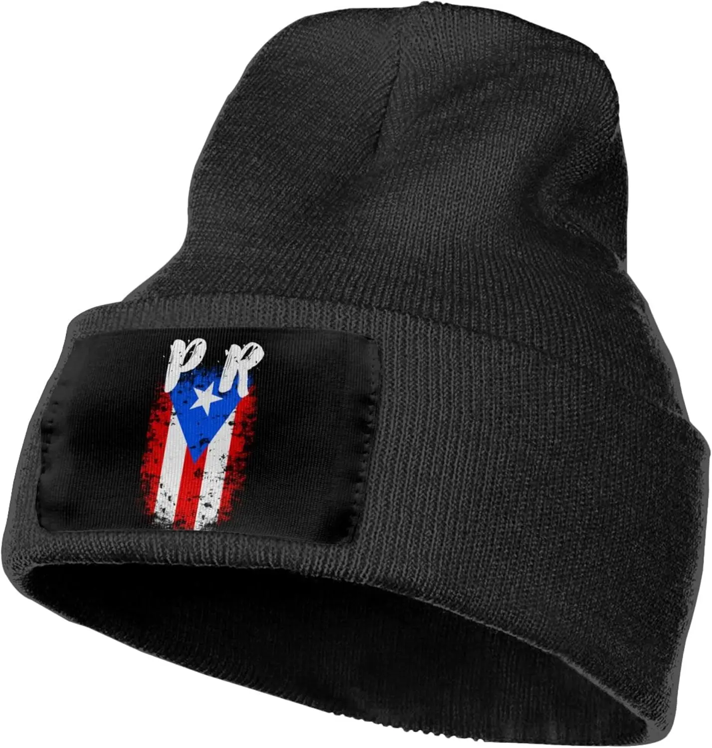 Puerto Rico PR Flag Knit Beanie Winter Hats for Men and Women Knitted Cuffed Skull Cap Acrylic Daily Beanie Hat