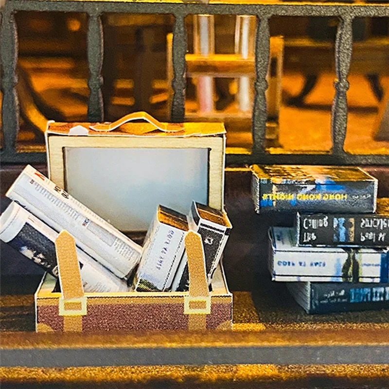 DELAM-DIY livro nook kit casa de madeira 3d puzzle montagem modelo construção estante inserção decoração