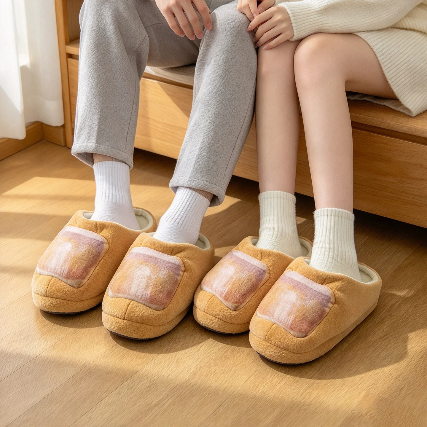 YanQing Fashion Toe Pattern Plush Slippers Men Women Fun Digit Pattern House Shoes Adults Soft Warm Indoor Shoes Christmas Gifts