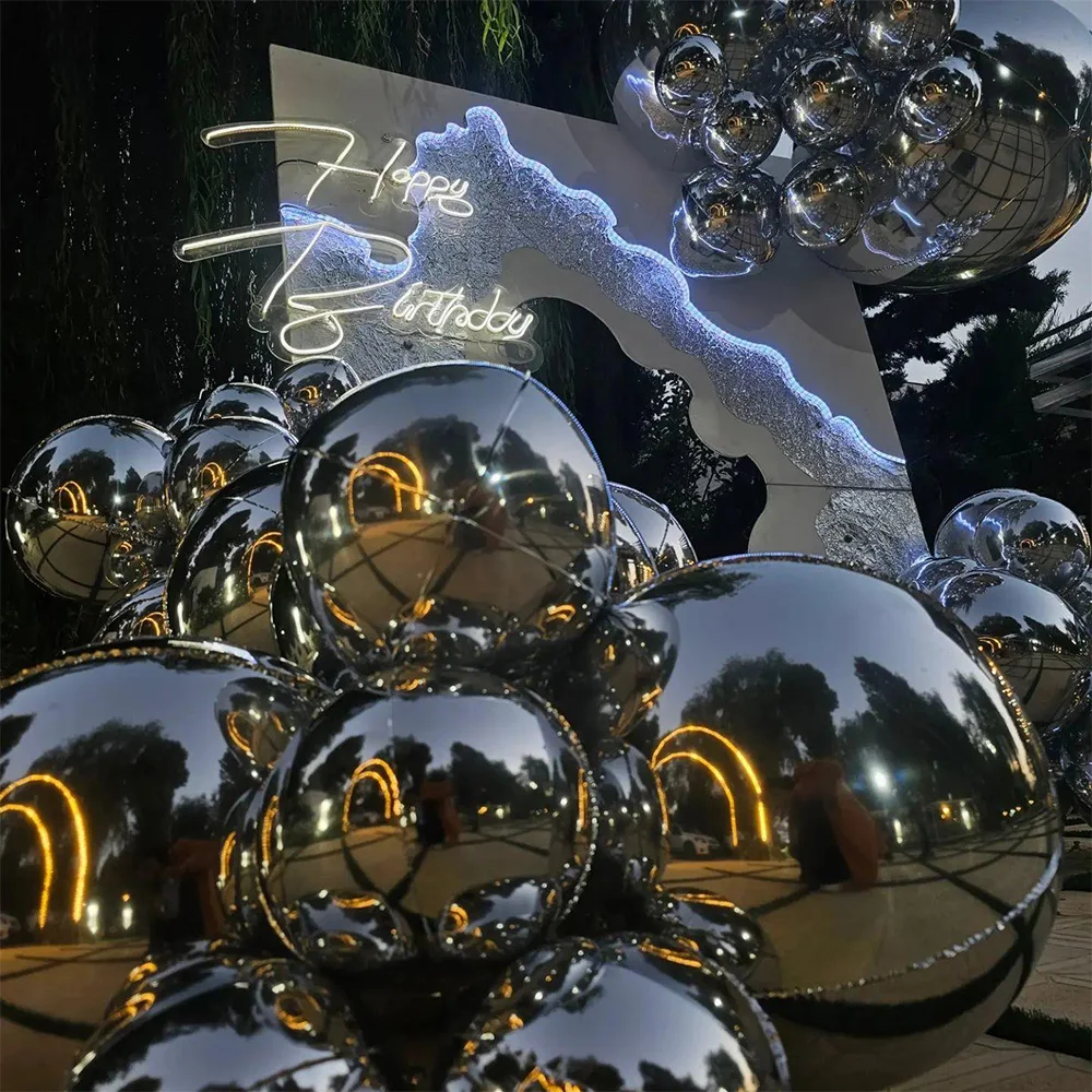 Giant 4D Foil Balloon Silver Arch Balloon Set, gorgeous decorations for surprise parties,Christmas, Halloween decorations