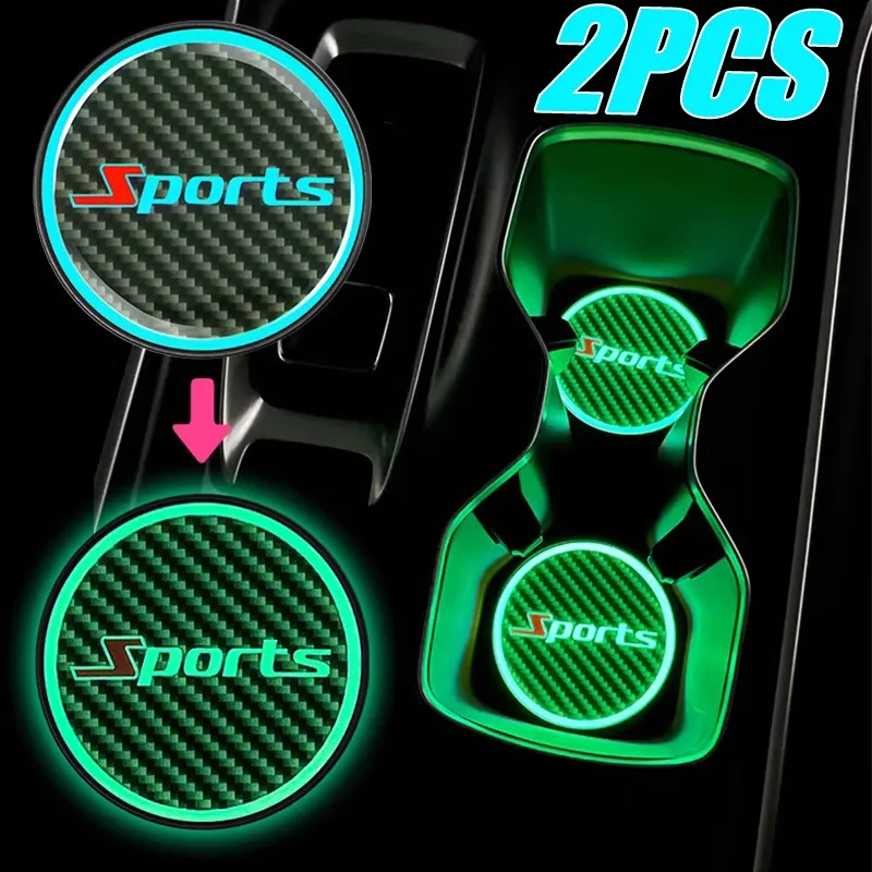 Universal Luminous Car Drink Coaster Anti Slip Cup Mat Pad Car Armrest Storage Cup Pad Decor Coaster Auto Interior Accessories