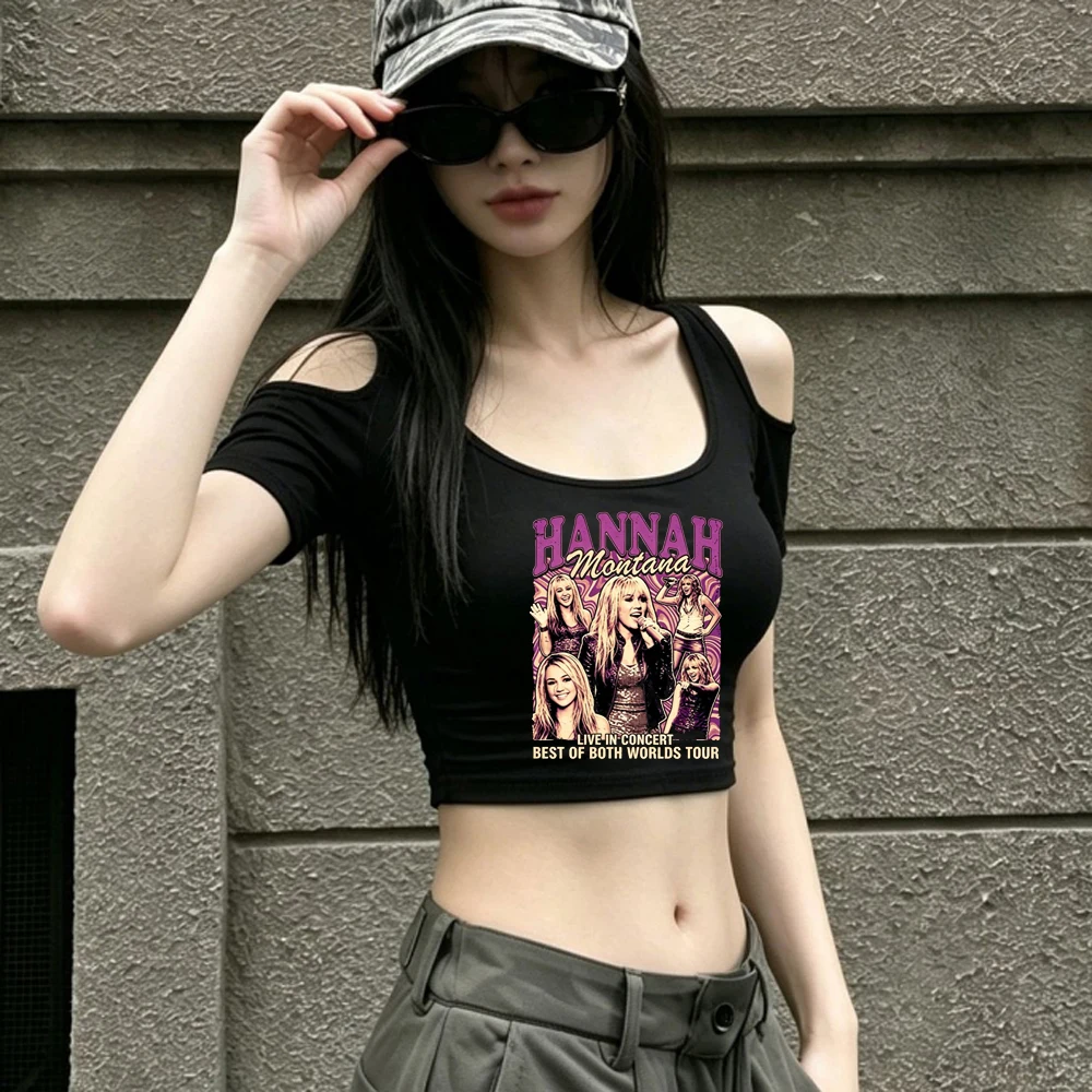 Hannah Montana crop top teen anime japanese harajuku summer korean fashion t shirt vintage cute korean fashion