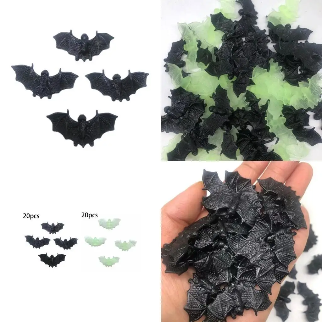 

E8BD 20 Pack Bats Small Plastic Wall Bat Decals Halloween Party 1.6x0.8x0.2 inches