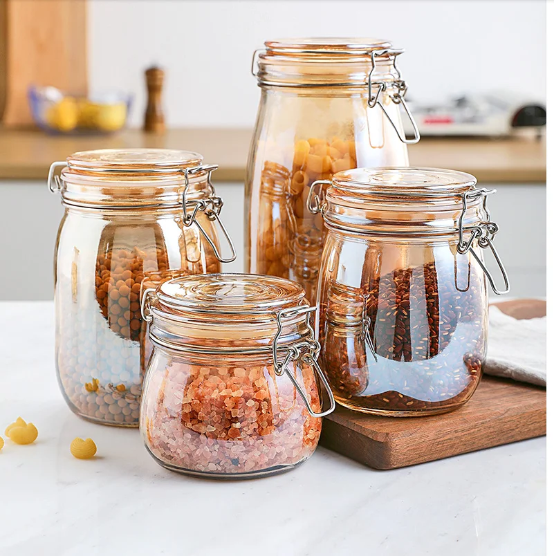 

Stained Glass Sealed Jar Dried Fruit Storage Bottle Household Transparent with Lid Kitchen Food Pickle