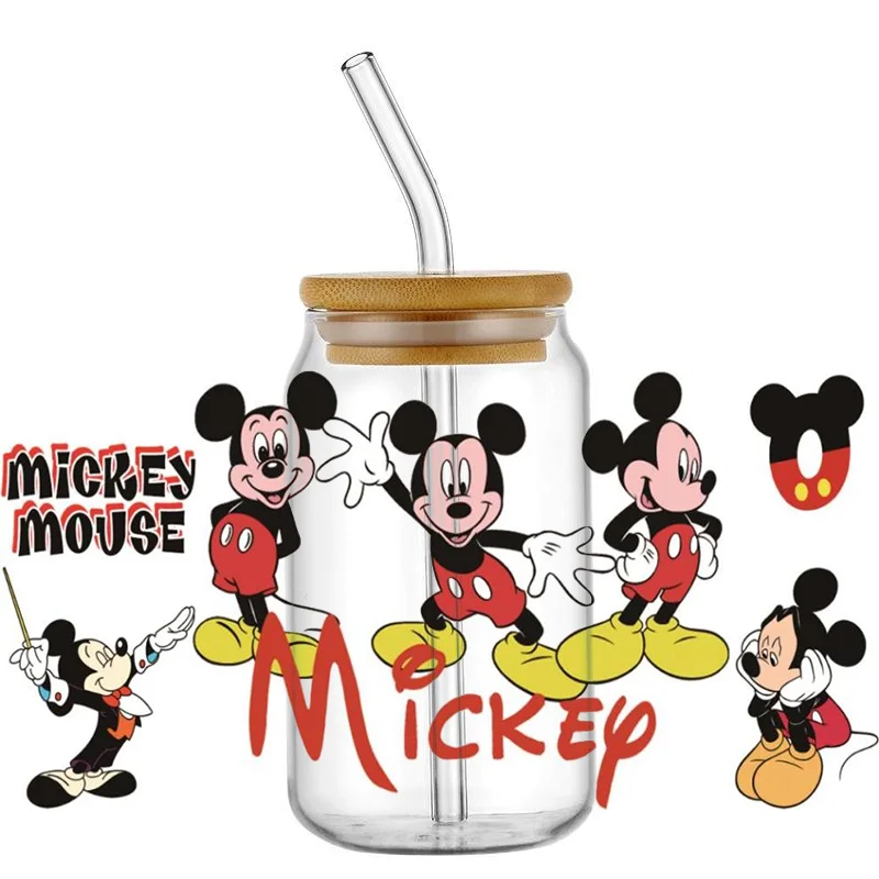 3D impermeabile UV DTF Cup Wrap Miniso Cartoon Mouse Mug adesivo di trasferimento fai da te per occhiali Libbey da 16 once