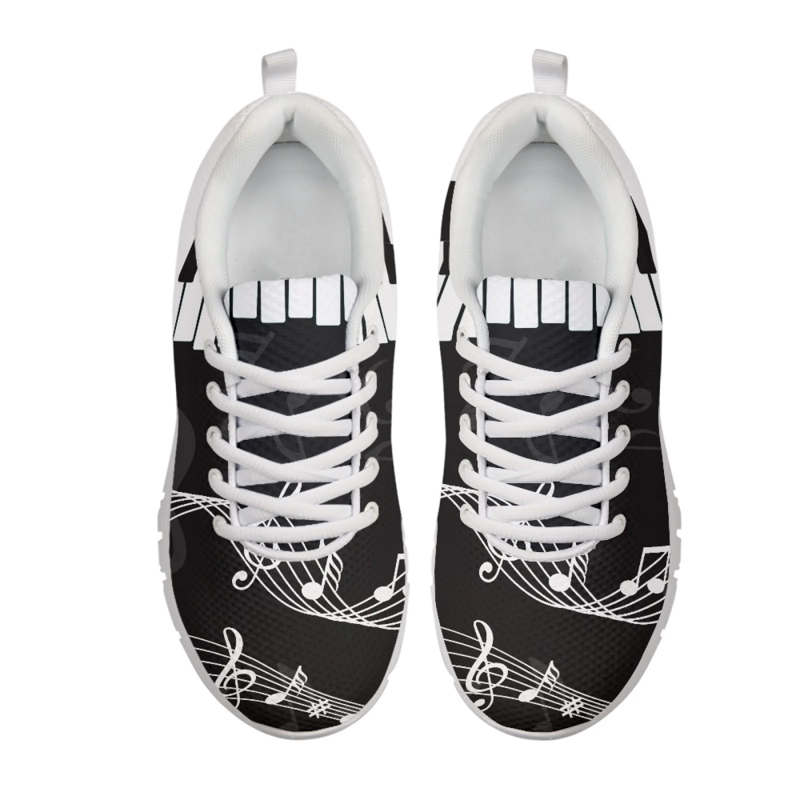 Coloranimal Casual Breathable Athletic Tennis Shoe for Men Women Tennis Shoes for Outdoor Black Music Notes