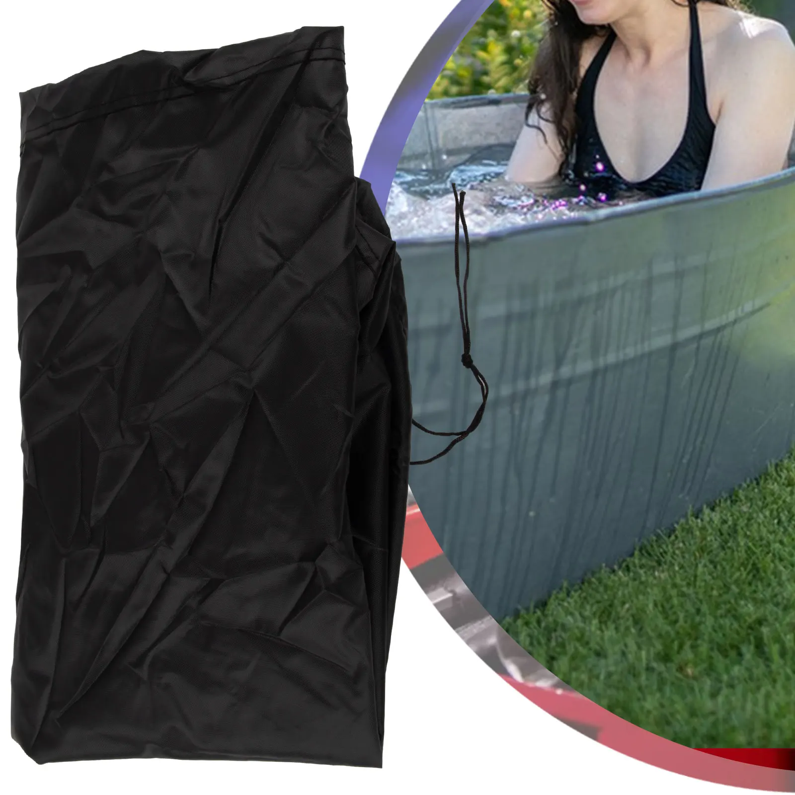 Practical Pool Cover for 2' x 4' x 2' Oval Tanks Drawstring Secured for Minimal Cleaning and Maximum Protection