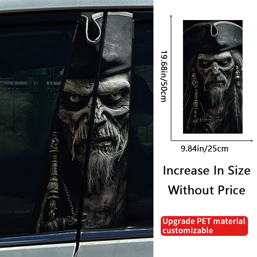 Pirate Captain Skull Vinyl Car Stickers Durable Waterproof and Scratch Resistant PVC Stickers for B-pillars