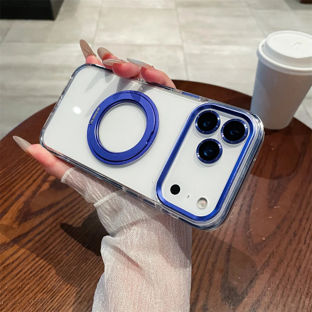 360 °   الدورية ل Magsafe المغناطيسي حلقة حامل مع عدسة زجاج حامي آيفون 17 الهواء 16 15 14 زائد 13 12 11 برو ماكس