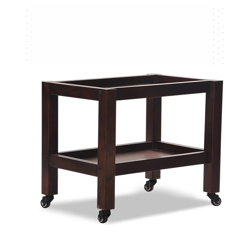 

Wooden two-layer Infini storage Rolling cart Beauty cart, trolley storage rack Movable storage rack