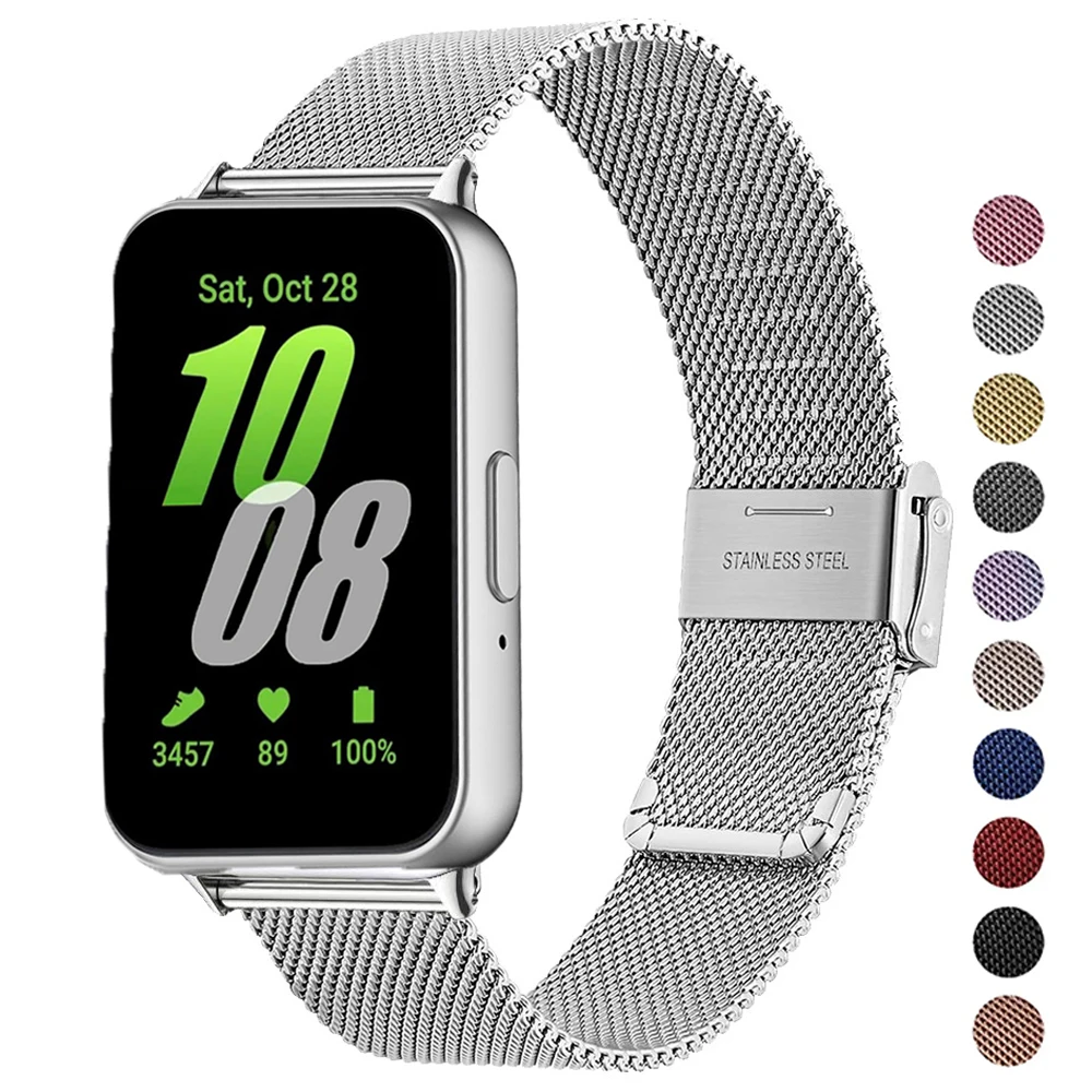 Bracelet en métal pour Samsung Galaxy Fit 3 SM-R390 Bracelet de montre en acier inoxydable Bracelet respirant Correa pour Samsung Galaxy Fit3 Band