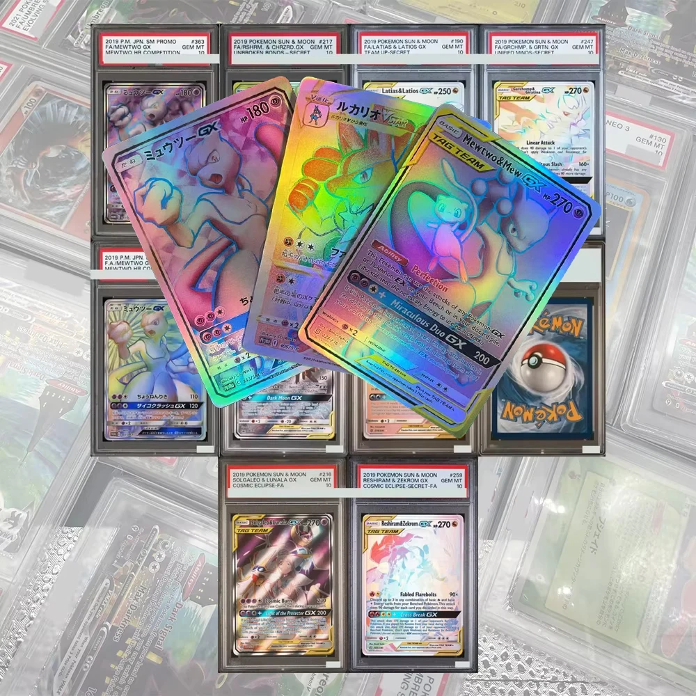 

Unbroken Bonds Reshiram & Charizard DIY Tag Team GX Proxy PTCG Graded Collection Card GEM MT10 Holographic Label English Version