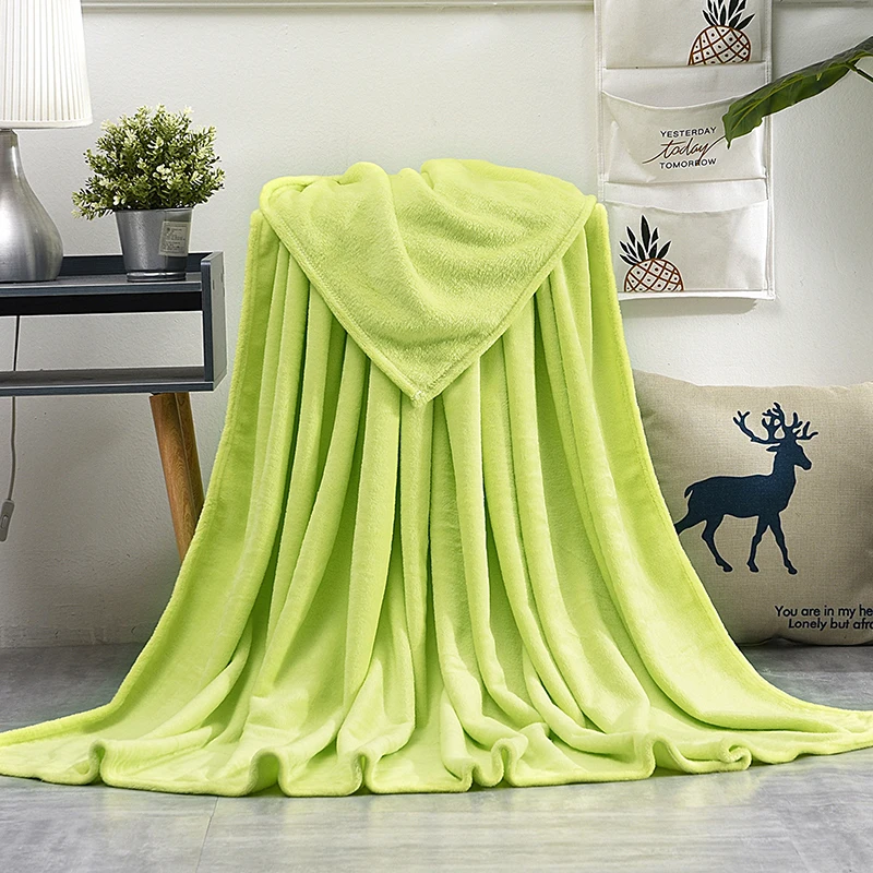 Solid Color Flannel Blanket Soft Warm Coral Fleece Velvet Blanket Winter Sheet Sofa Office Air Conditioning Yoga Nap Blanket