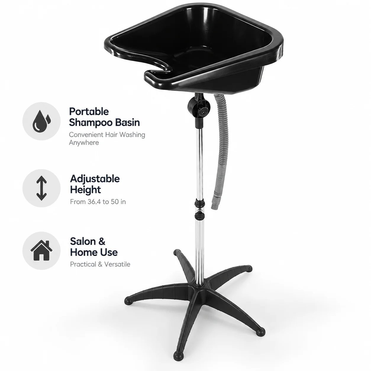 Barbershop Shampoo Bowl With Tube Chair Mobile Wash Hair Height Adjustable Hair Washing Sink Suitable Beauty Salon Tools - view 2