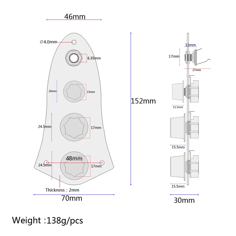 

1Set Guitar Loaded Control Plate Silver 3 Way Switch Volume Tone Knobs Durable Replacement for Jb Style Guitars Chromed