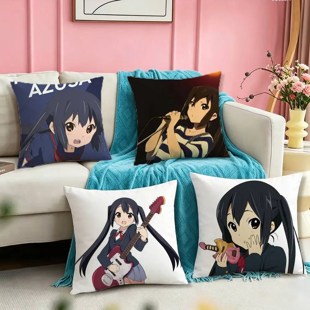 K-K-On Azusa Nakano J-Junior Cute  Pillow Case Square Double-Sided Sofa Cushion Cover Bedroom Bedside Pillow