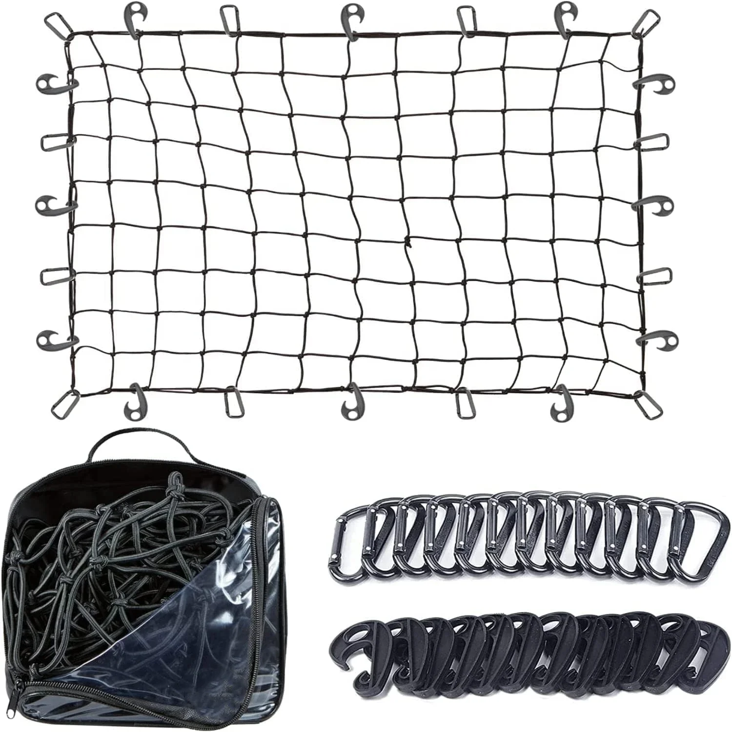 Cargo Net for SUV  Heavy-Duty, Mesh Square Bungee Netting Storage Bag - Holds Small and Large Loads for Trunk Bed,Roof Rack