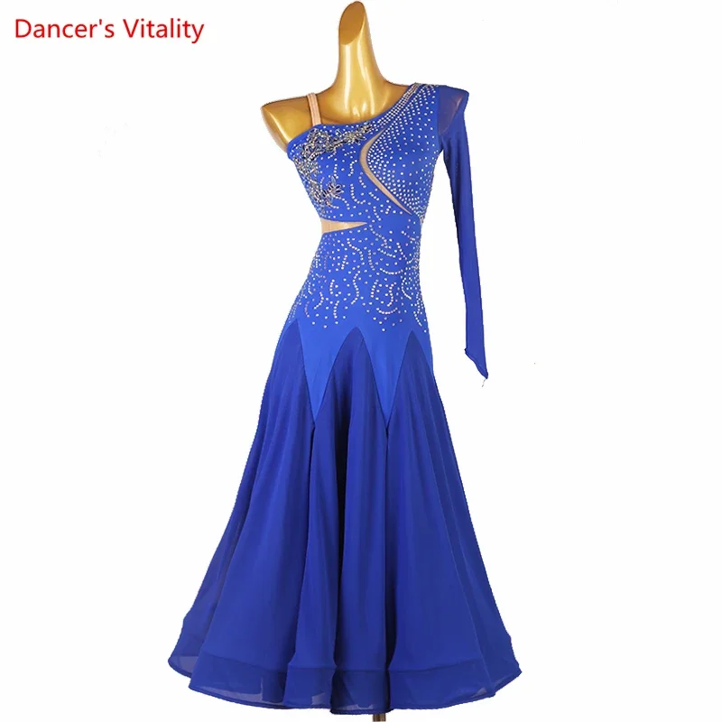 Ballroom Dance Dress for Women Ballroom Dress Standard Single Sleeves Stones Waltz Skirt Adult Child Social Dancing Clothing