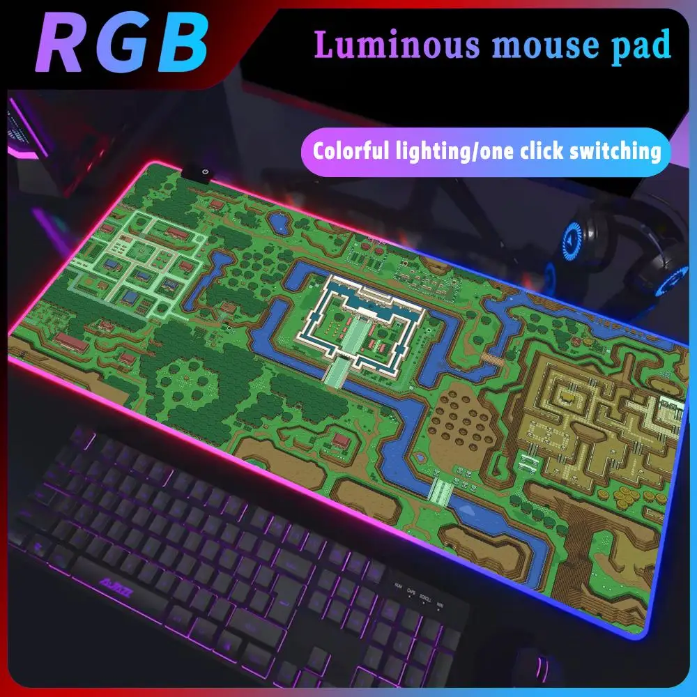 Imagem -04 - Rgb Z-zelda Gaming Table Mouse Pad Deskmat Gamer Acessórios de Teclado pc Tapete Completo Office xl Company Mat Luz Led