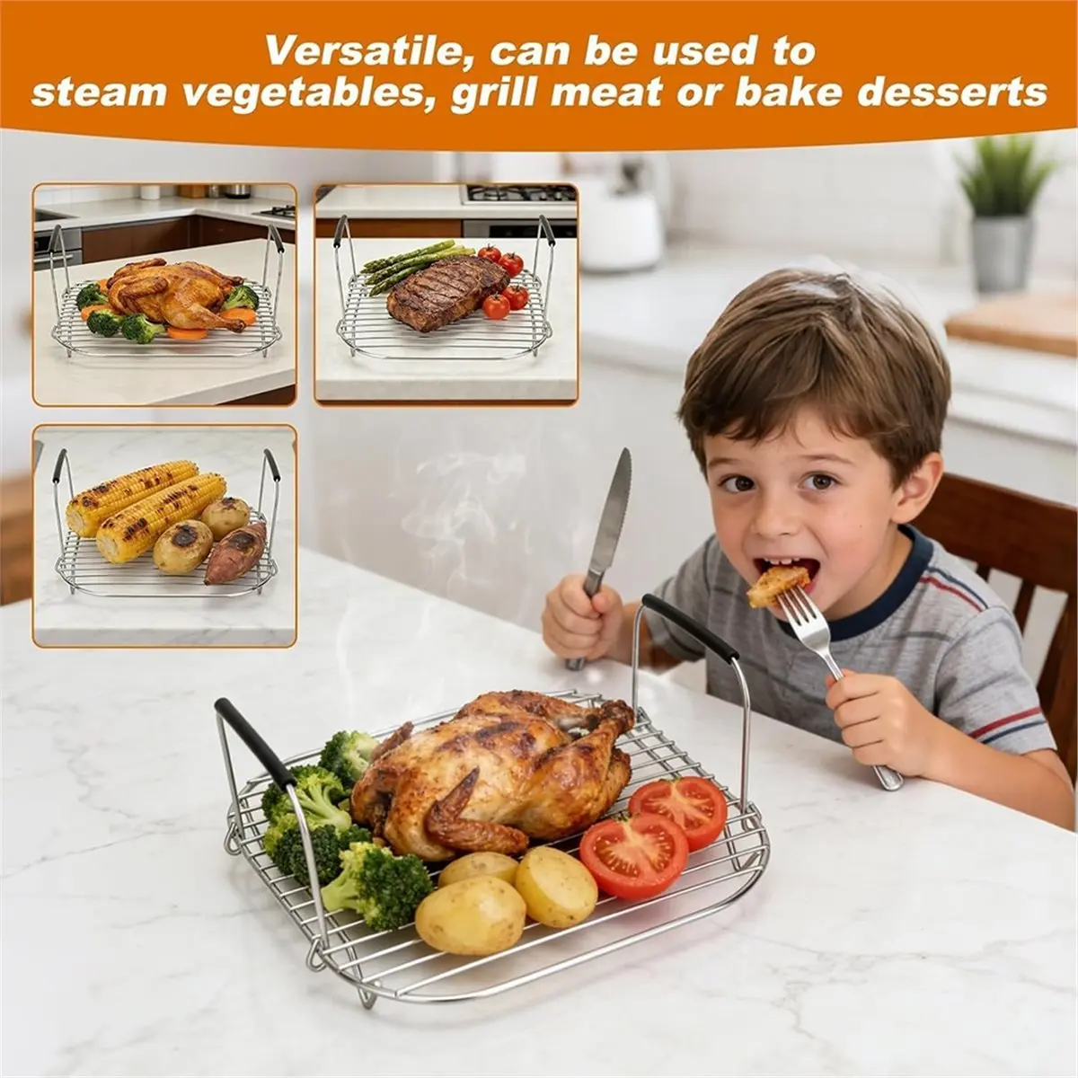 Grill and Steam Racks for the Foodi Possiblecooker MC1101 Slow Cooker Grill Rack with Handle