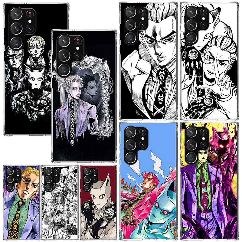 JoJo Kira Yoshikage Killer Queen Phone Case For Samsung Galaxy S26 S25 Edge S24 FE S23 S22 Ultra S21 Plus S20 + Art Fundas Back