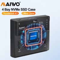 MAIWO 4 Bay M2 NVMe SSD Dock with Cooling Fan USB4.0 NVMe Cloner Duplicator Supports 1-to-3 Offline Clone 40Gbps Thunderbolt 4/3