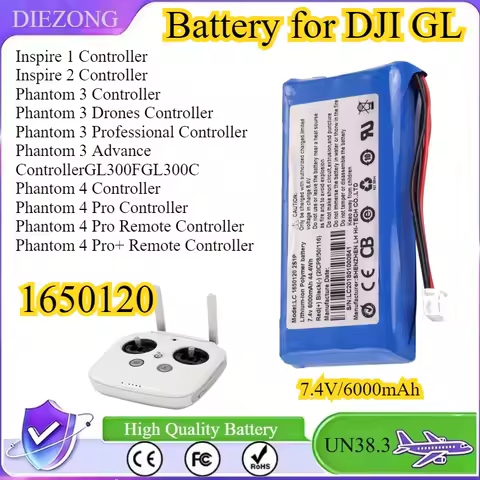 1650120 7.4V/6000mAh Battery for DJI GL300C GL300E GL300F Inspire 1/2/3/4 Controller Phantom 4 Pro Remote Control Battery
