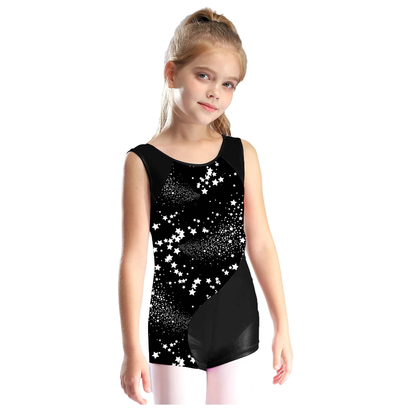 Children Girls Ballet Dance Leotard Sleeveless Print Gymnastics Ice Skating Yoga Sports Bodysuit Dancewear Sportswear Swimsuit