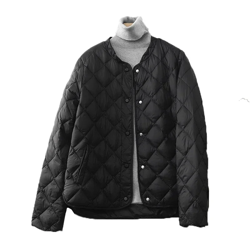 Quilted Lightweight Cotton-padded Jacket Women\'s Small Autumn Winter Loose Casual Stand-up Collar Cotton-padded Clothes Coat