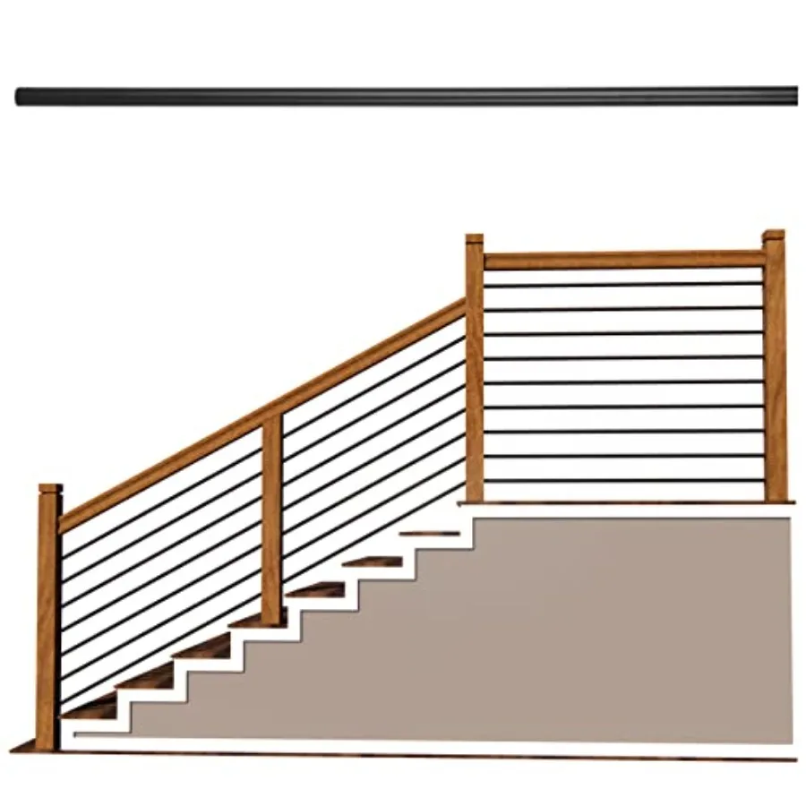 

Stair Remodel baluster: wrought iron, matte black, 5 ft x 5/8-in round horizontal bar, 6 pcs