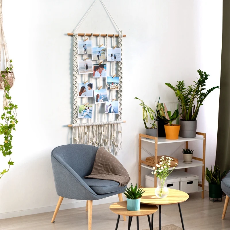Boho Decor Hand-Woven Leaf Tapestry Wall Hangings Bedroom Decoration Macrame Tapestries Background Photo Wall
