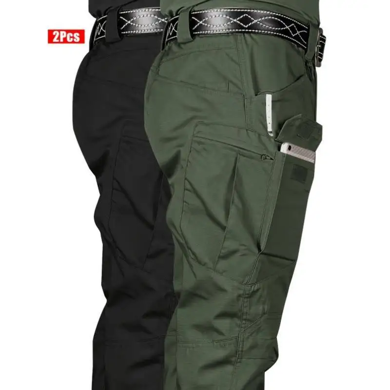 Spodnie robocze taktyczne 2026, wielokieszeniowe, jednokolorowe, z włókna poliestrowego, proste nogawki, eleganckie spodnie codzienne.