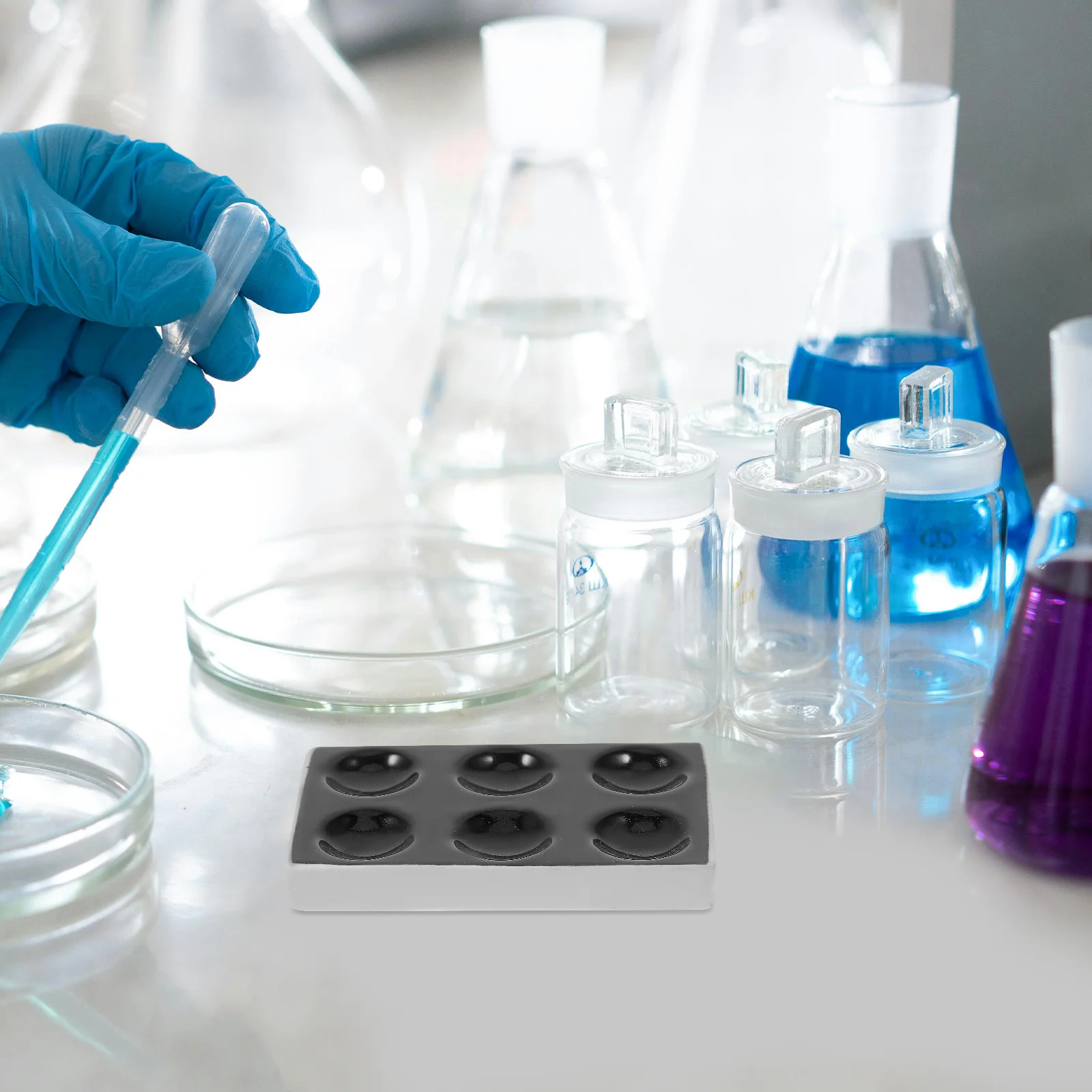 

2 Pcs Laboratory Equipment Porcelain Reaction Plate Black Chemical Testing Spot for Ceramic