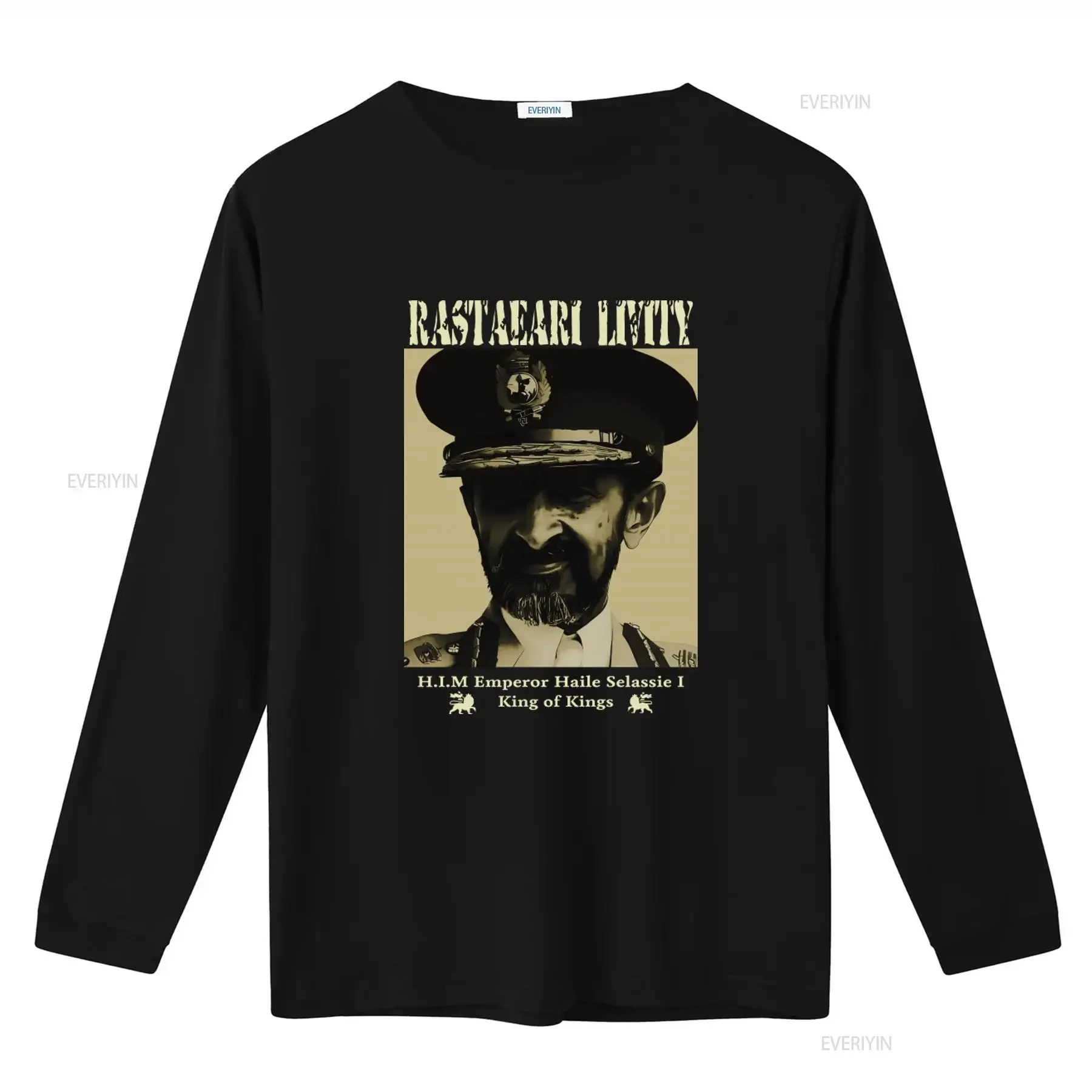 Haile Selassie I T shirt Emperor King of Kings Jah Smile Rasta Print  vintage Washed Slightly Versatile Unisex fashion Soft