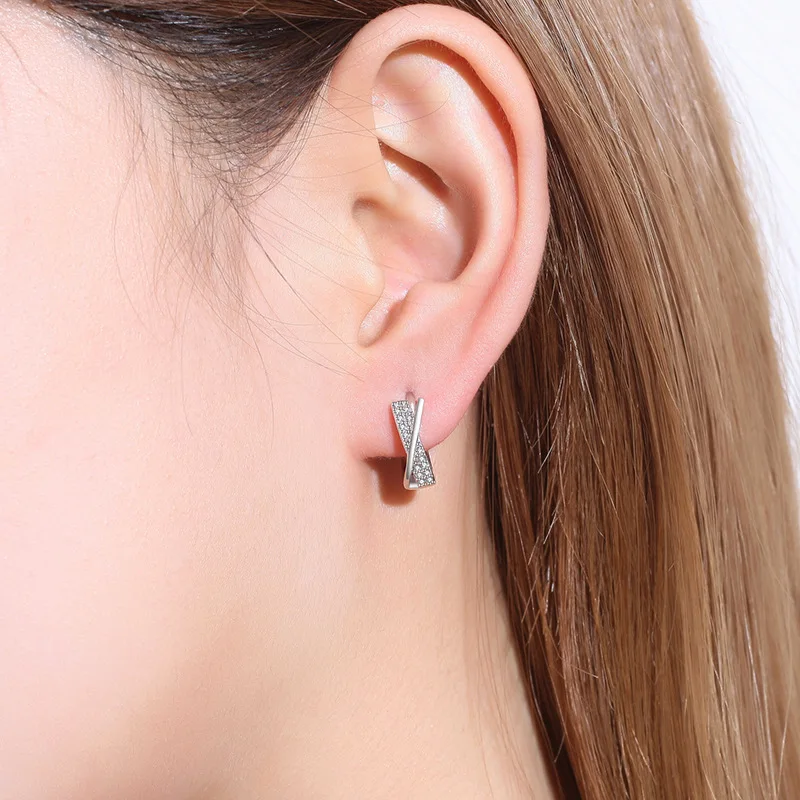 Women's 925 Sterling Silver Bow Pattern Stud Earrings