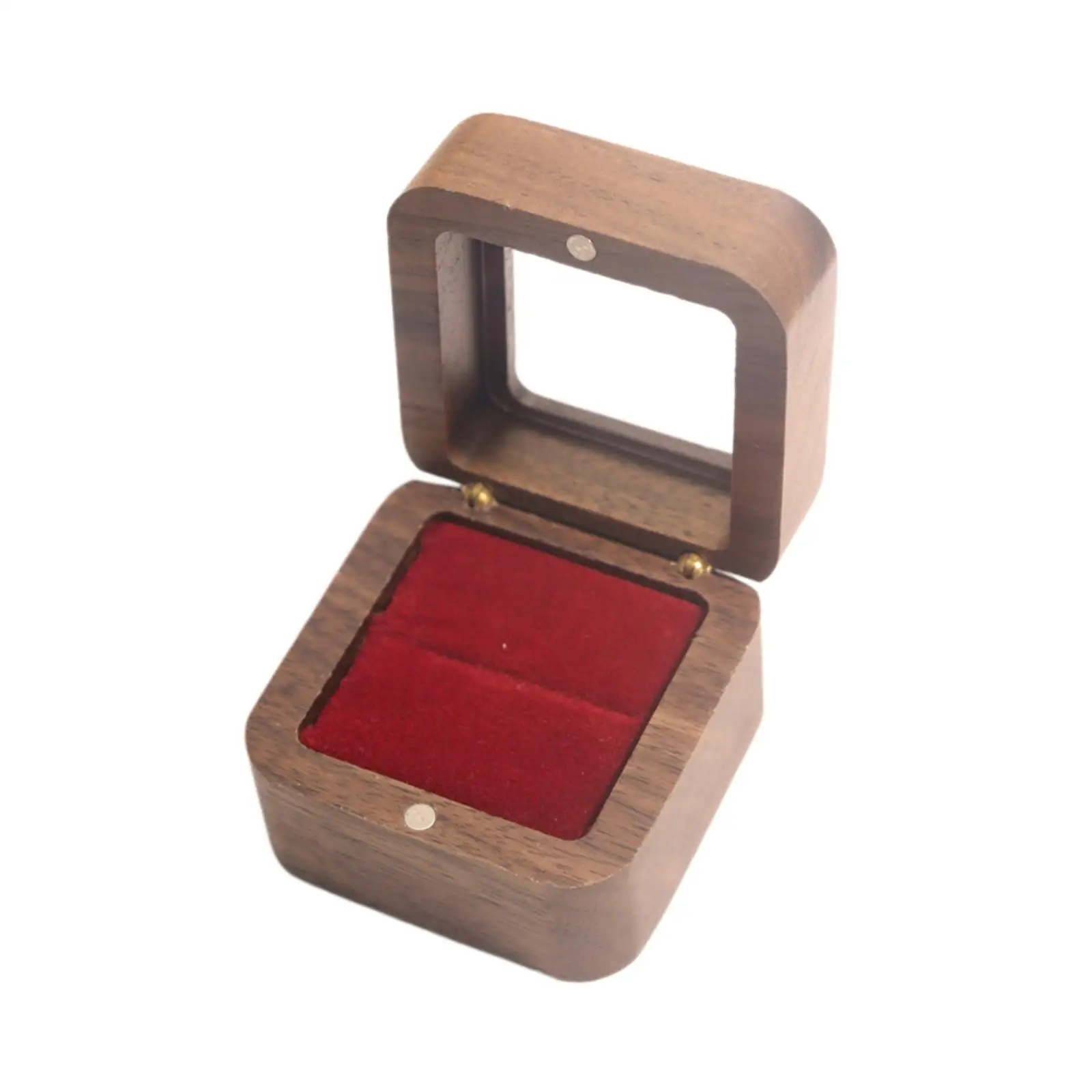 

Wooden Ring Box Retro Degn Wedding Ring Box for Birthday Ceremony Proposal Red velvet