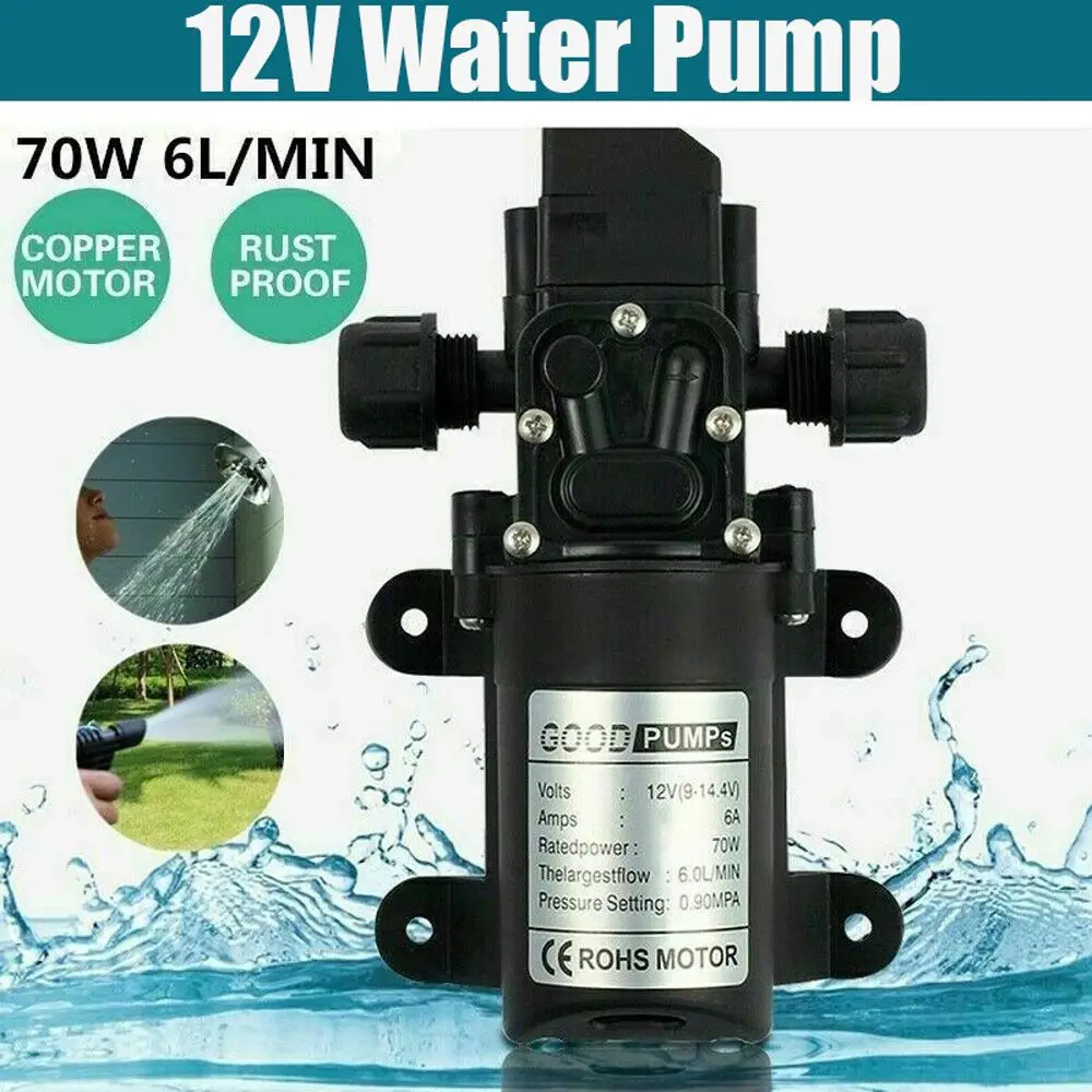 70W 130PSI High Pressure Durable Diaphragm Electric Self Priming Pump Water Pump Water Sprayer Car Washing