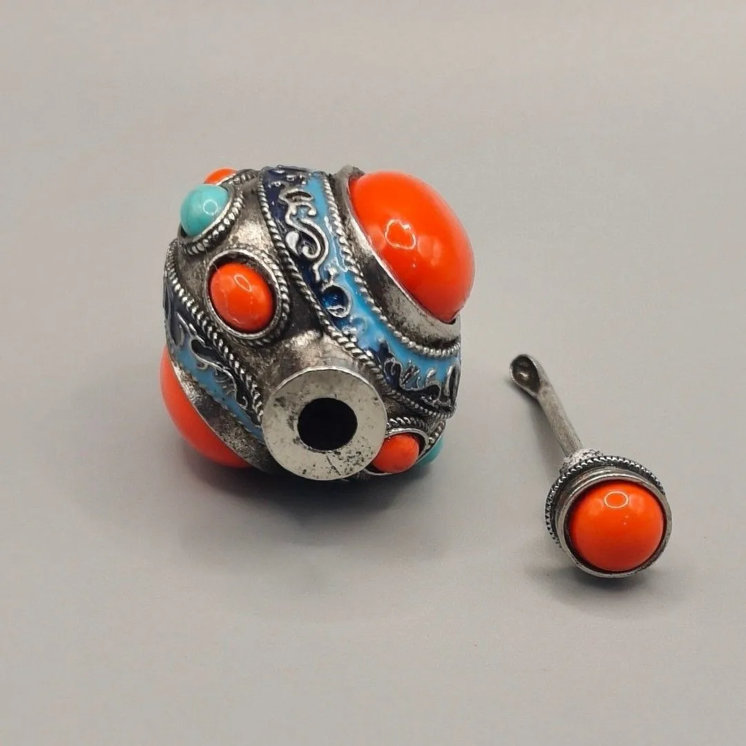 Double Sided Snuff Bottle Made of Pure Copper Inlaid with Mini Cloisonn É