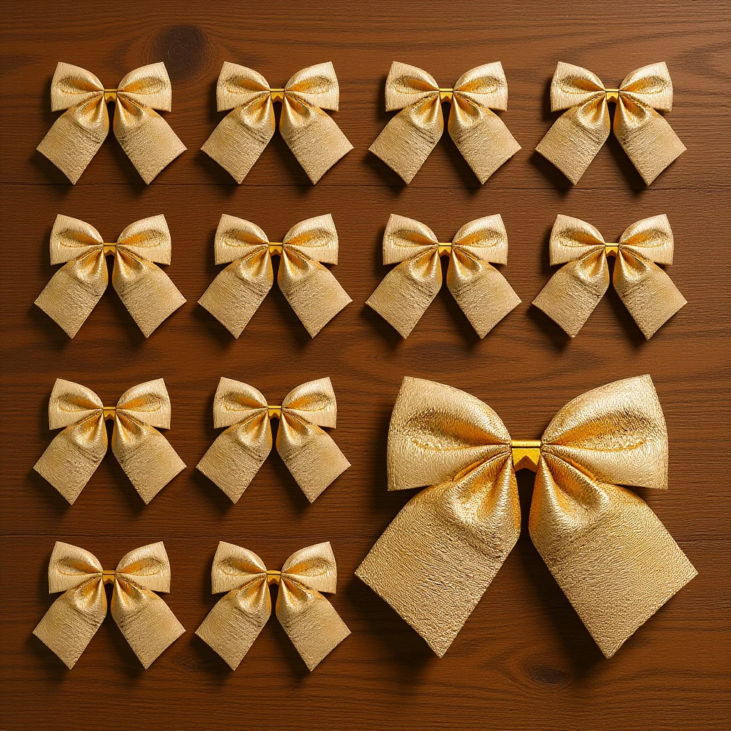 

12Pcs Golden Ribbon Bows Bowknot Christmas Tree Hanging Decorations Satin 500x500cm Christmas Tree Hanging Decorations